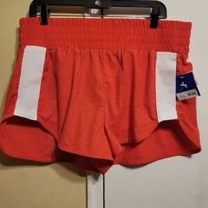 JoyLab Red and White Built In Shorts High Rise Athletic Shorts Size L